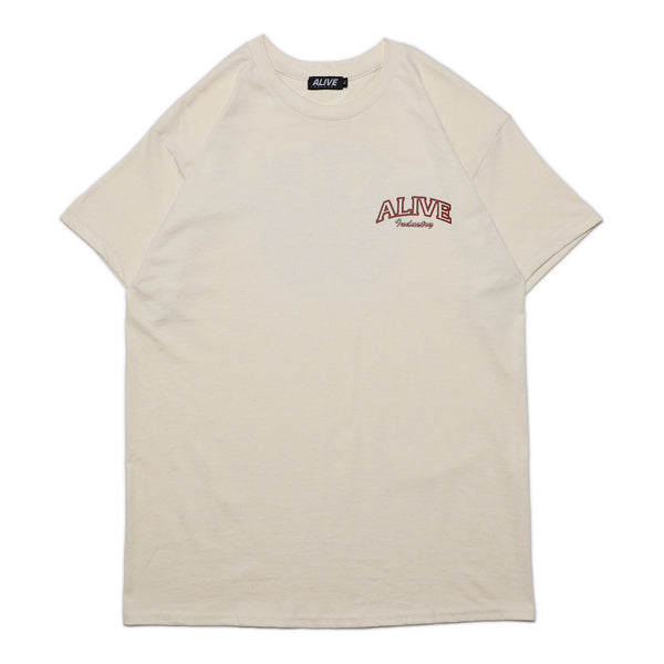 ALIVE INDUSTRY FTW Tシャツ /  BEIGE-MAROON 【XLサイズ】