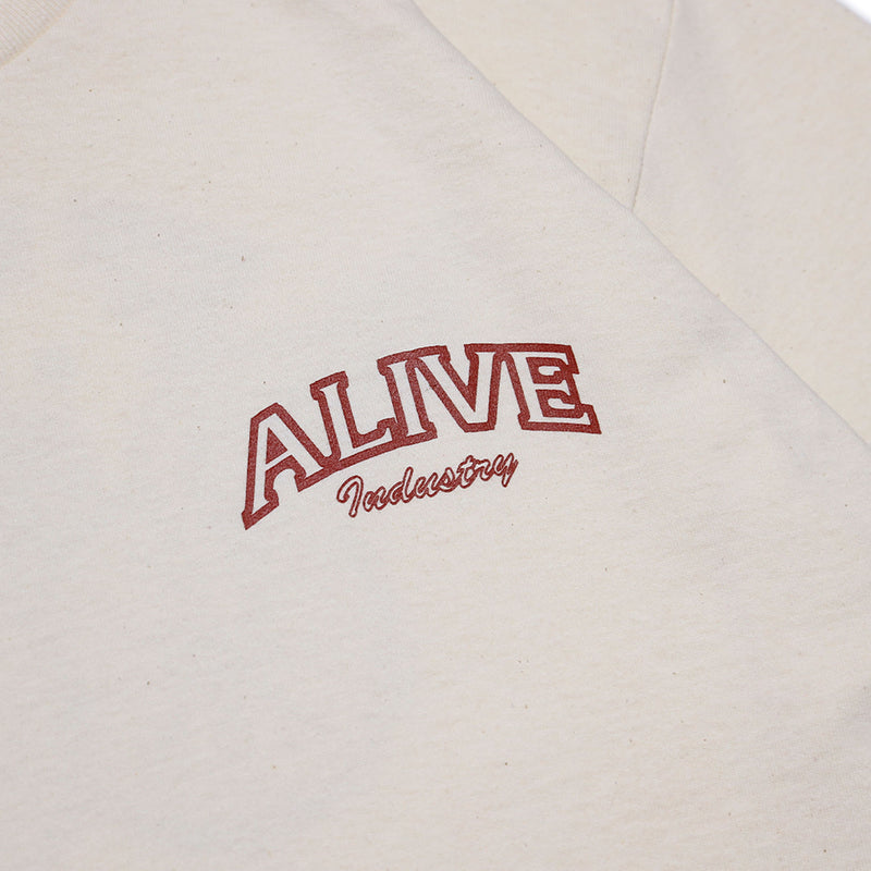 ALIVE INDUSTRY FTW Tシャツ / BEIGE-MAROON 【Lサイズ】