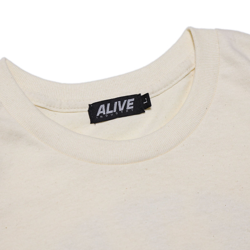 ALIVE INDUSTRY FTW Tシャツ / BEIGE-MAROON 【Lサイズ】